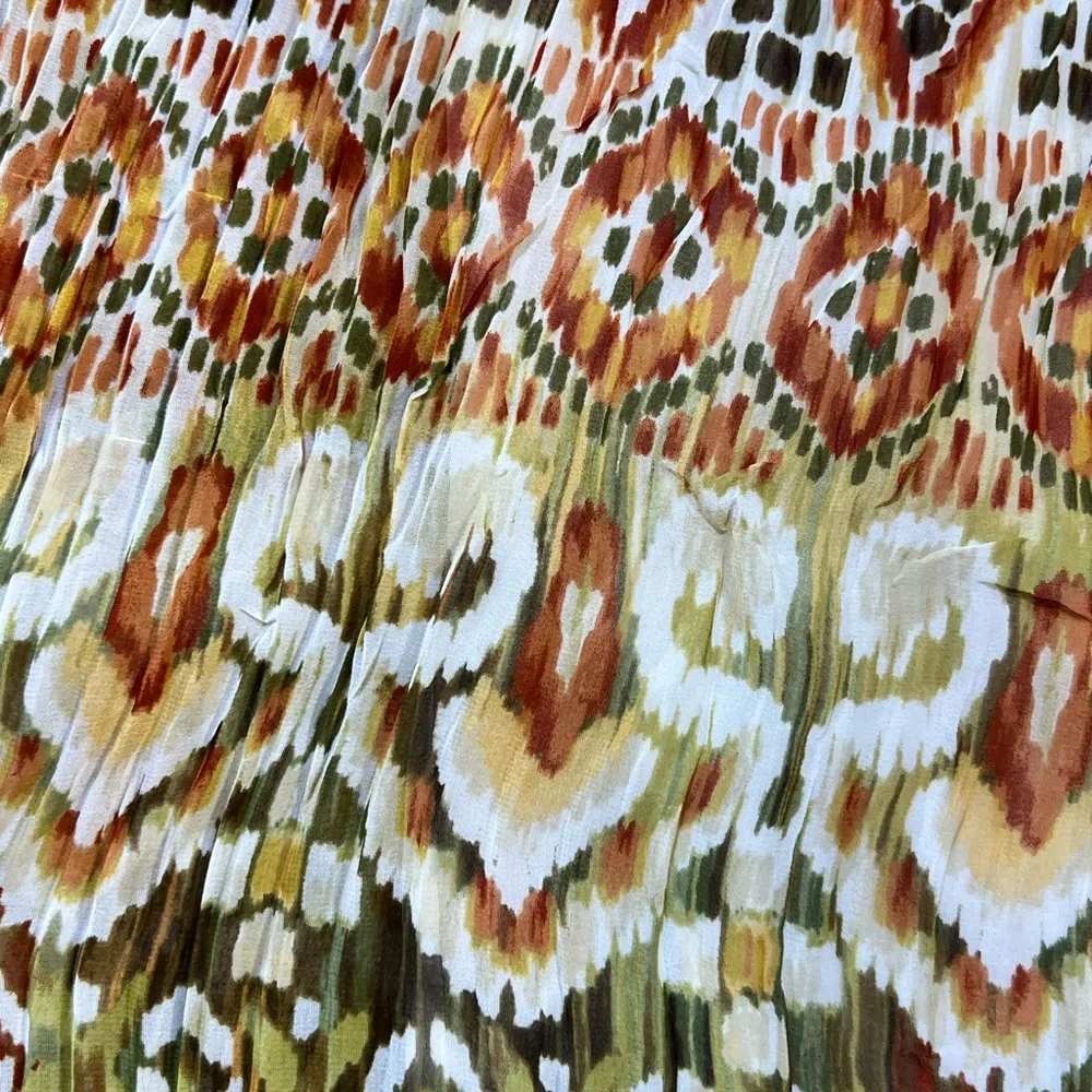 VINTAGE earthy tribal print long‎ maxi skirt elastic drawstring waist 90s y2k